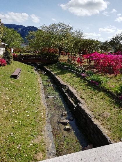 久留米ふれあい農業公園キャンプ場　水路　川　きれい　水　蛍　写真　画像　福岡県久留米市