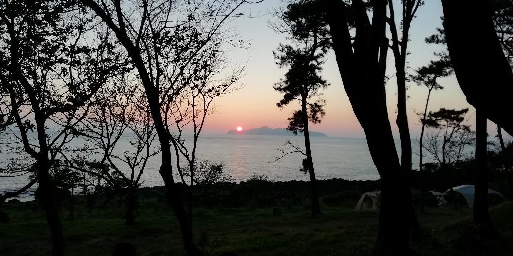 波戸岬キャンプ場　夕日　写真　画像　夏