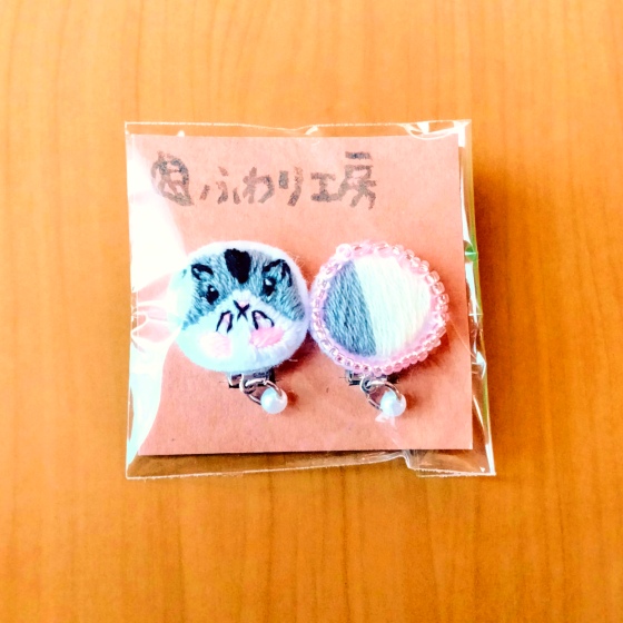 刺繍　ビーズ　刺繍ビーズ　ハンドメイド　アクセサリー　写真　画像　ハムスター　ジャンガリアンハムスター　かわいい　ものづくり　手作り　イヤリング