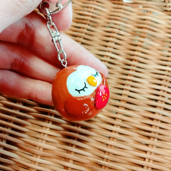 ふくろう 石塑粘土 写真 画像 ハンドメイド キーホルダー