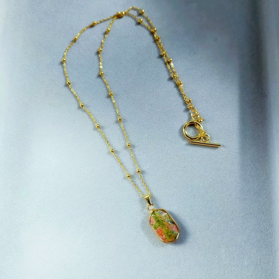 ユナカイト　ネックレス　minne　creema　販売　ふわり工房　天然石　パワーストーン　写真　画像　fuwarikoubou 