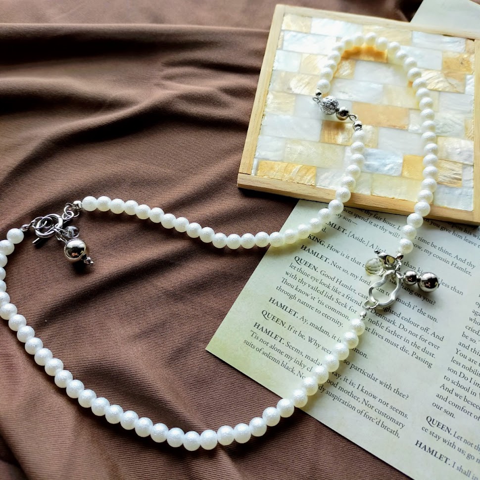 ハンドメイド　コットンパール　軽い　ネックレス　セレモニー　フォーマル　白　入学式　卒業式　写真　画像　ママ