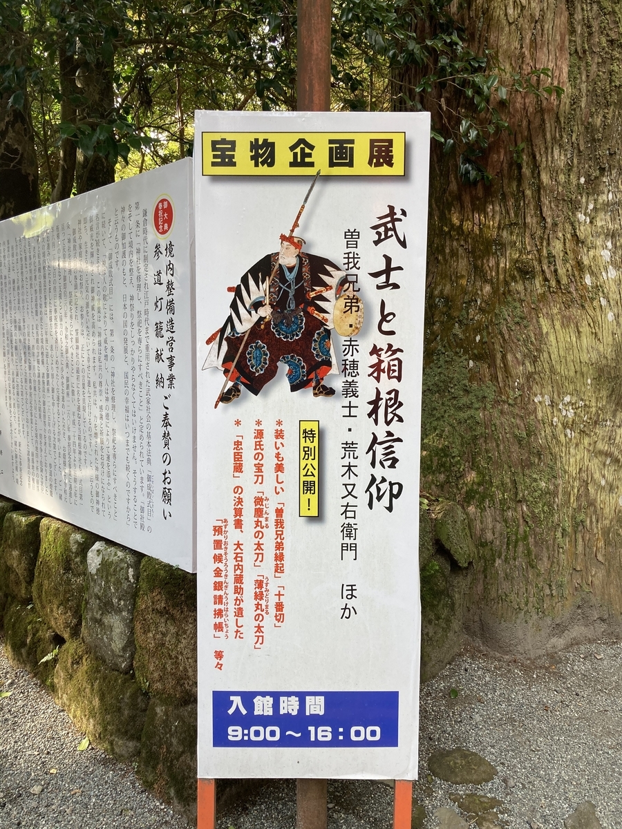 箱根神社宝物展示案内看板