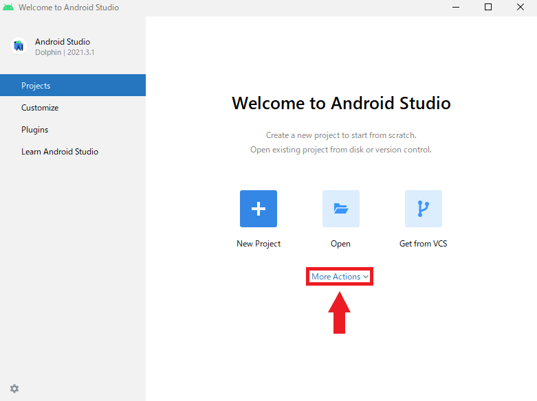 More Actionsの場所その1