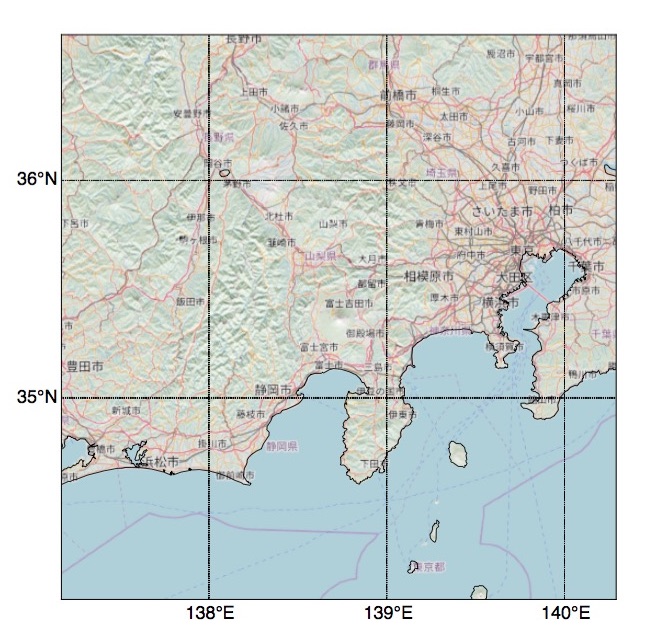 Basemapの背景地図をOpenStreetMapにして描いた富士山