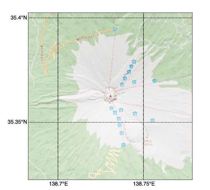 Python Basemapで描く富士山拡大地図