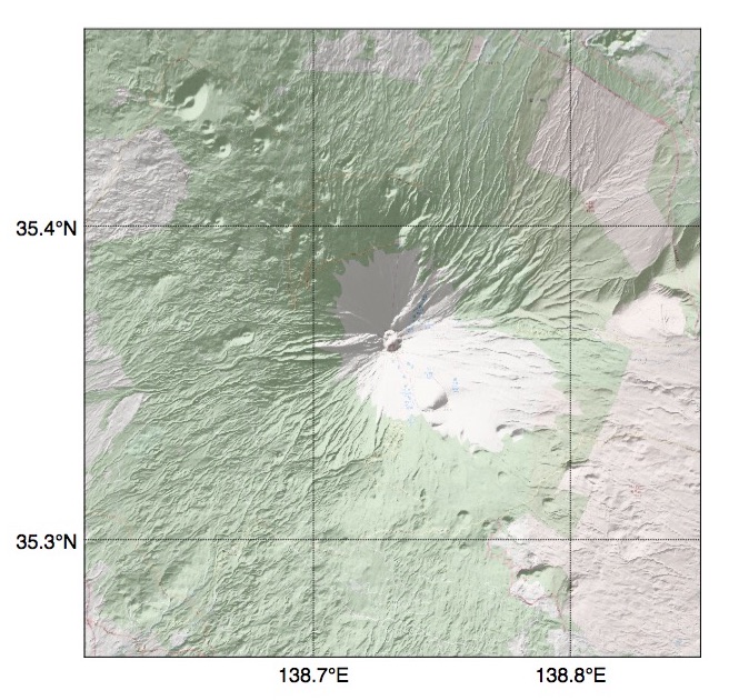 Pythonで描いた富士山の陰影起伏地図(その3)