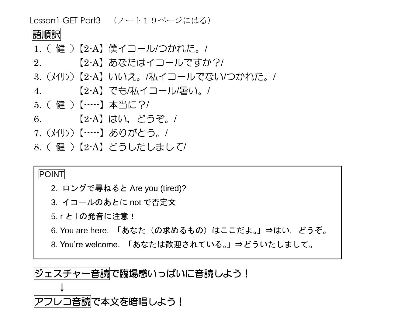 教科書音読でジェスチャー音読とアフレコ音読 English Classroom