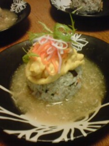 夕食あんかけ混ぜご飯卵のせ
