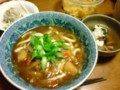 カレーうどんと茸あんかけ豆腐