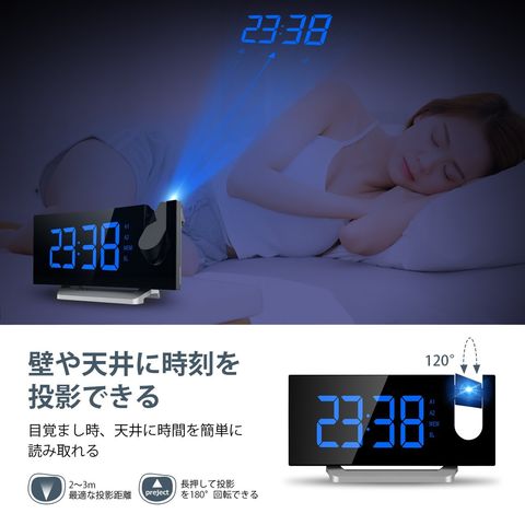 ラジオが聴けて 壁に時刻を投影できるプロジェクタ付きの時計がオシャレ Itよろづや