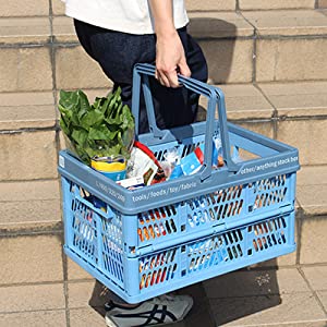 スーパーで買ったものを入れる買い物かご 車に移動できて便利と評判 天馬 折りたためるバスケット Itよろづや