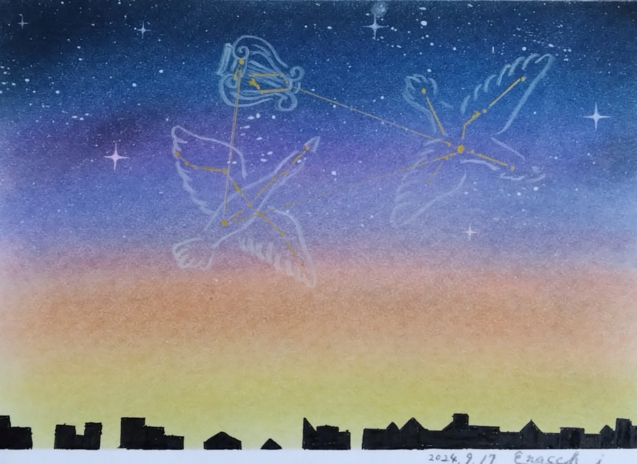 JYキラキラ様おまとめ】夏の大三角＊シーグラスアート