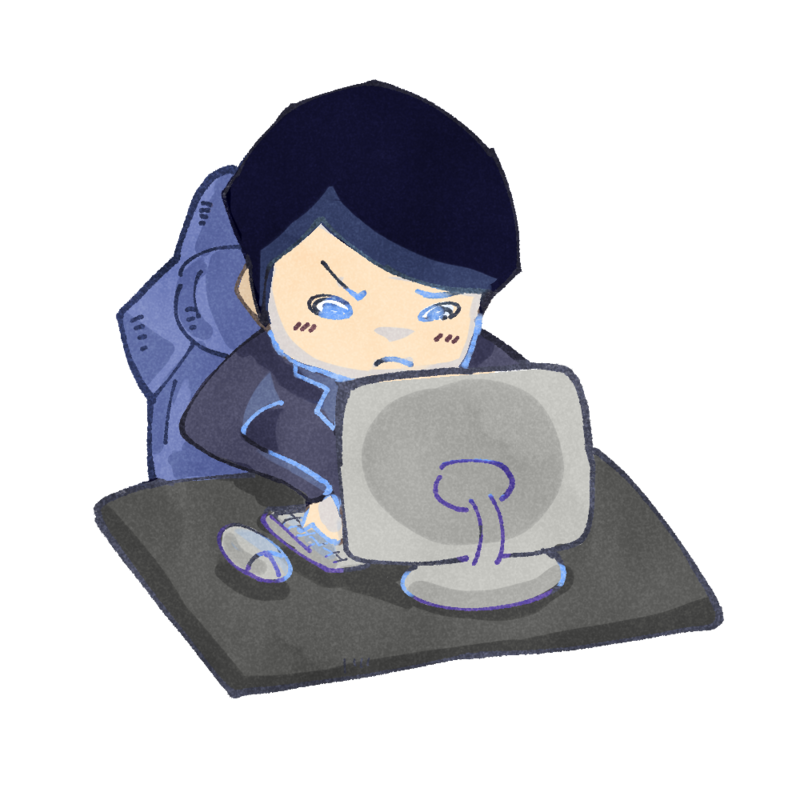 デスクワークをしている男の人 パソコン作業をしている男の人 メターバ フリーイラスト