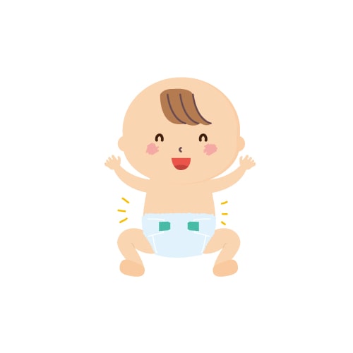 テープおむつをはく赤ちゃんのイラスト