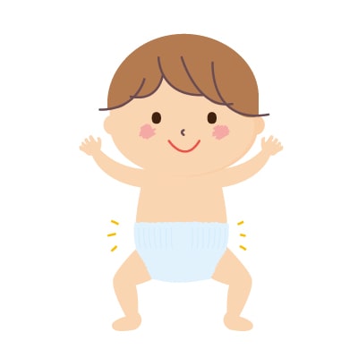 パンツタイプのオムツを履く赤ちゃんイラスト