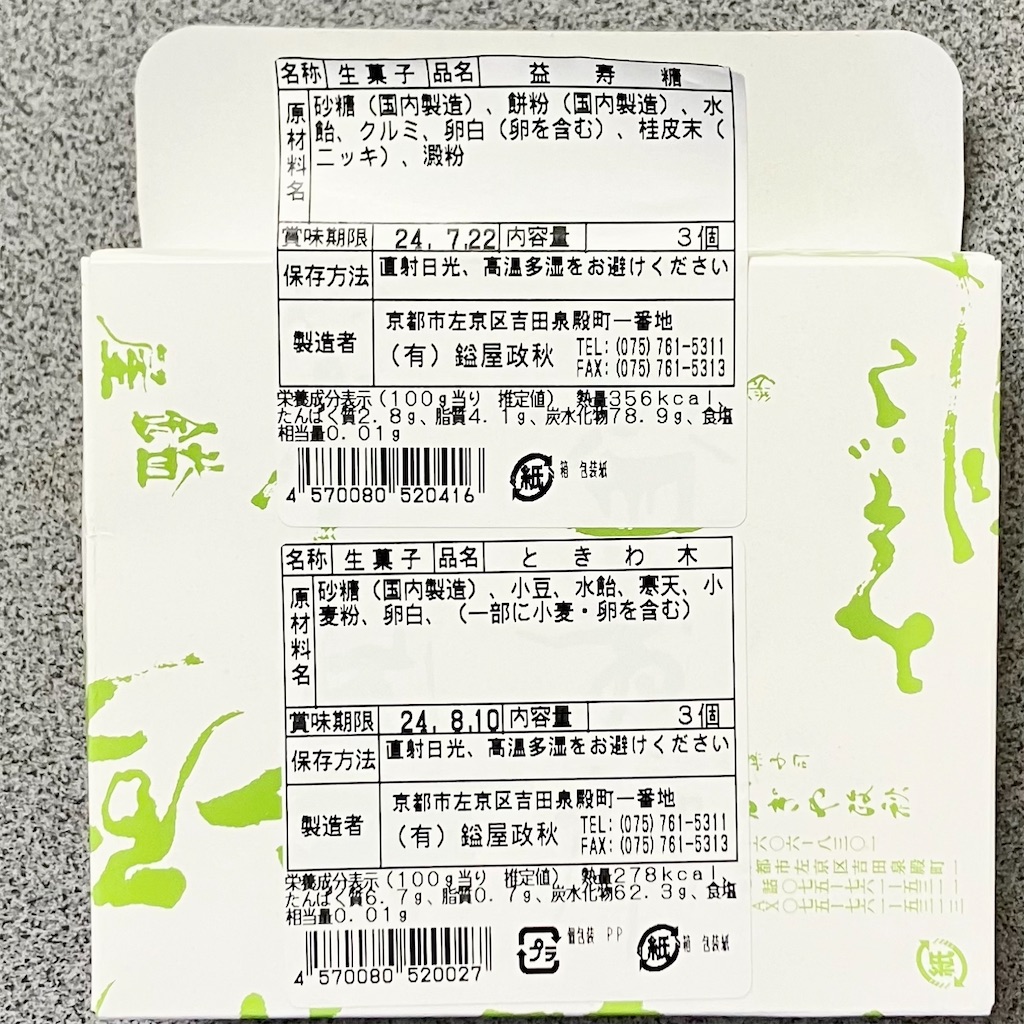 百万遍かぎや、原材料とカロリー