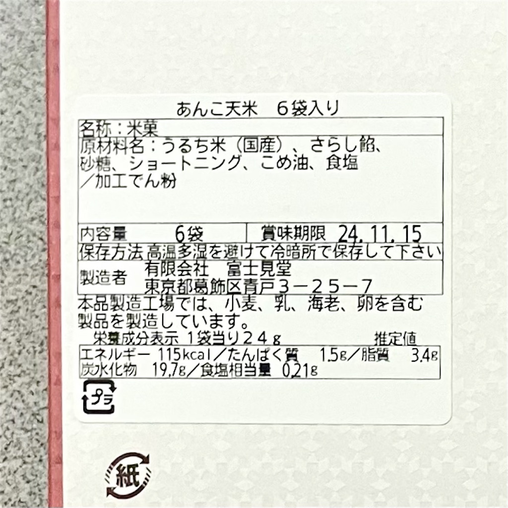 原材料名・カロリー