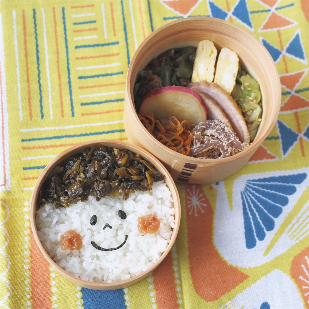 高菜漬けを使った顔弁\u201dたかなクン弁当\u201d , micvanyのお弁当記