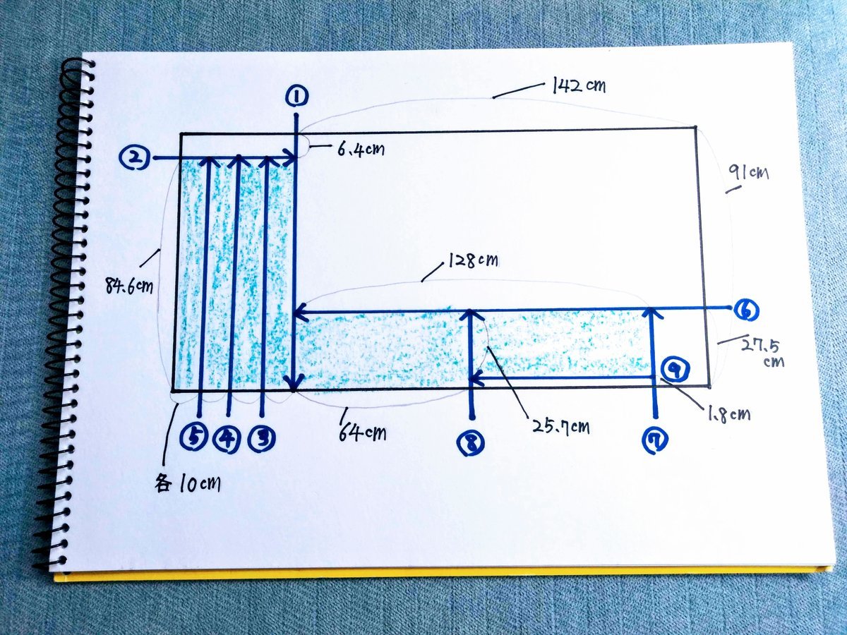 棚作りで板をカットする手順の絵