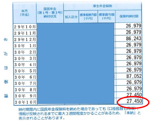 ねんきん定期便裏面