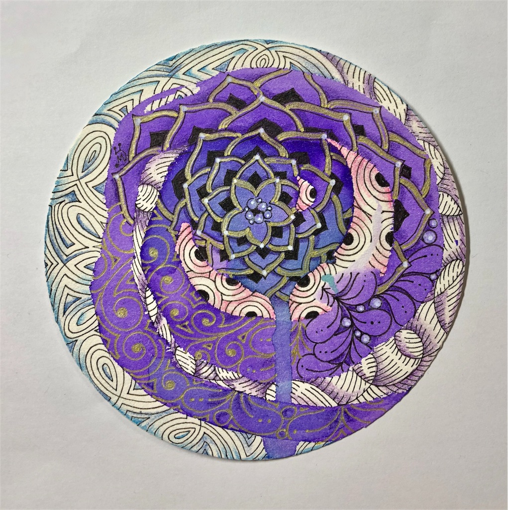 アートワーク作品　紫陽花 🔼 ｢あじさい寺｣ 41×32cm 水彩画 1999年 . 6月に入り、アジサイ