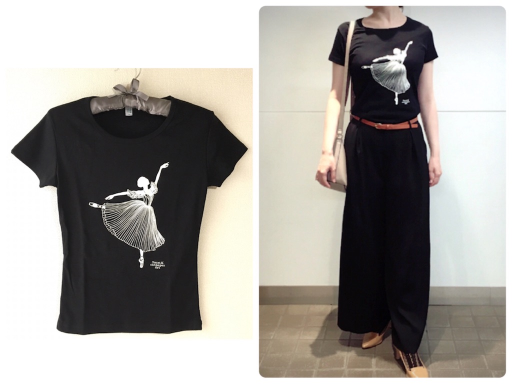 バレエ切り絵tシャツができました みぎのほっぺにえくぼのせいさくだより