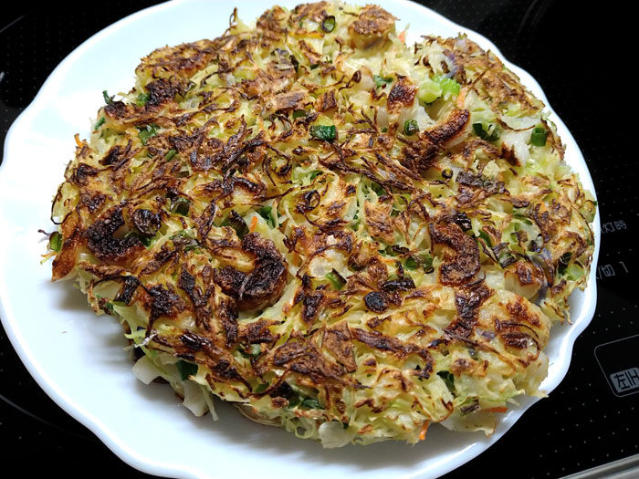 キャベツのお好み焼き風：焼き上がり！