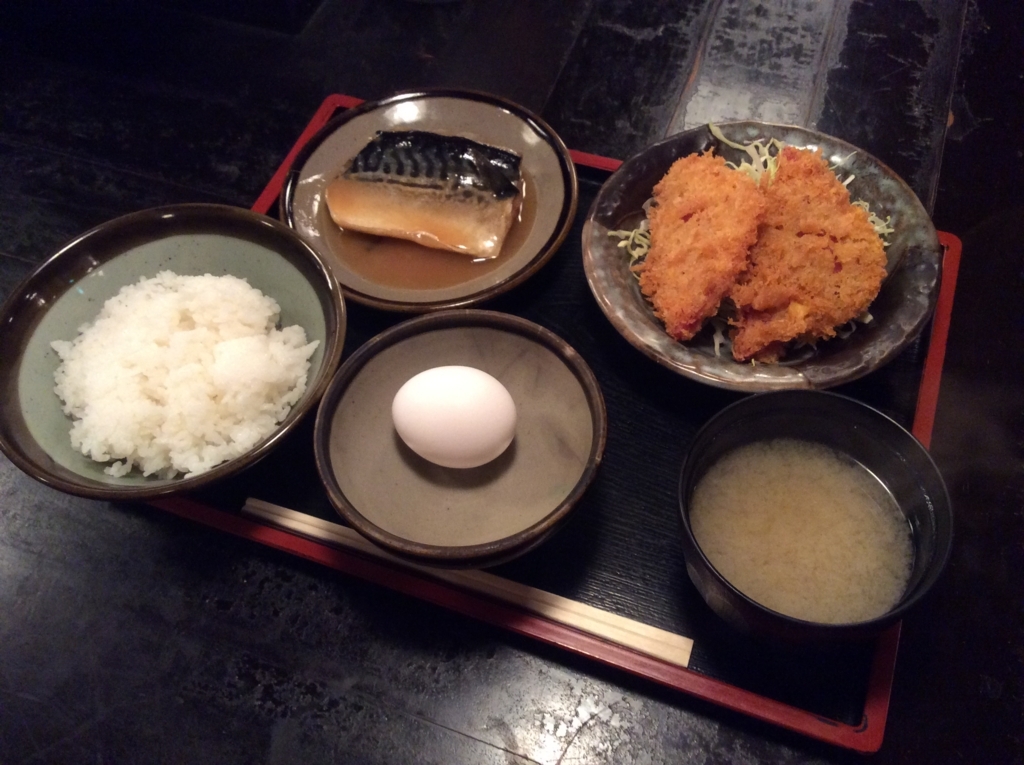 鯖の煮付けとハムカツ