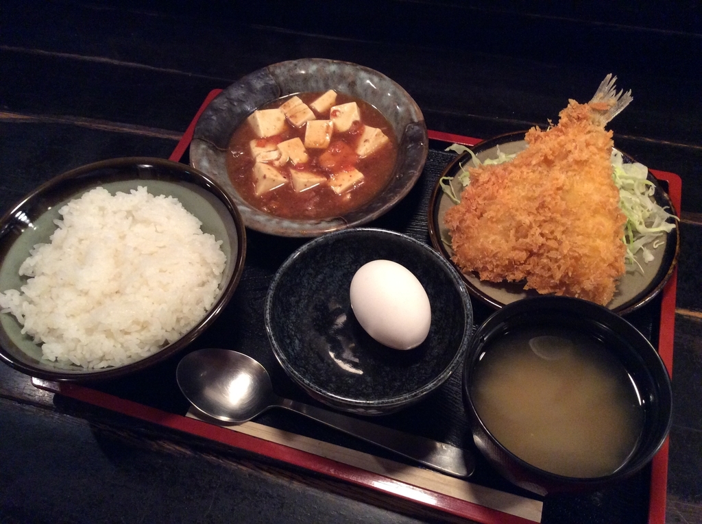 麻婆豆腐とキスフライ