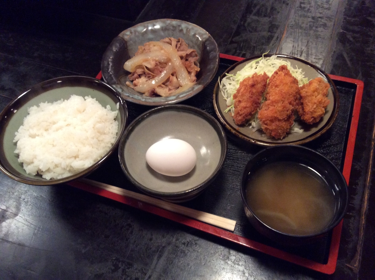 生姜焼きとカキフライ