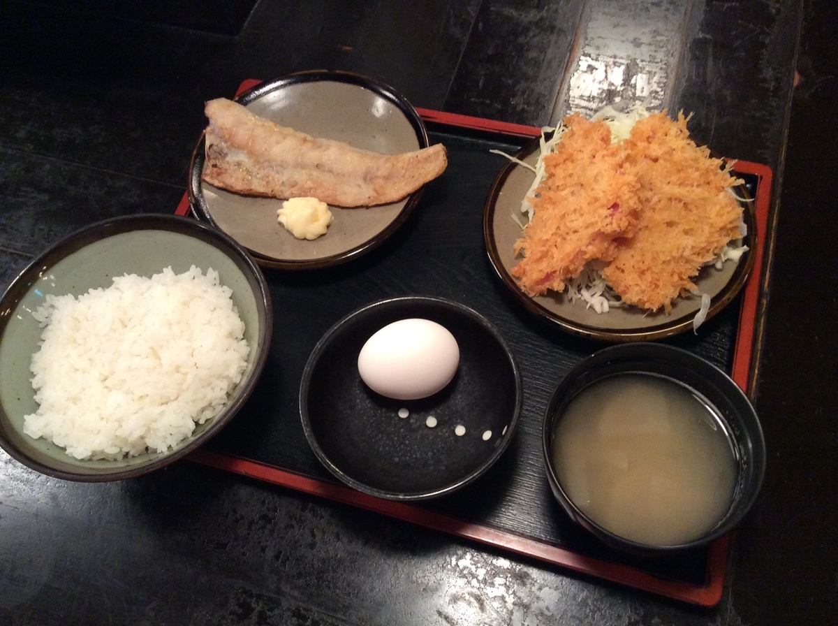 鱈の西京焼きとハムカツ