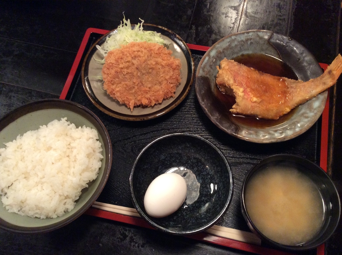 メンチカツと赤魚の唐揚げあんかけ