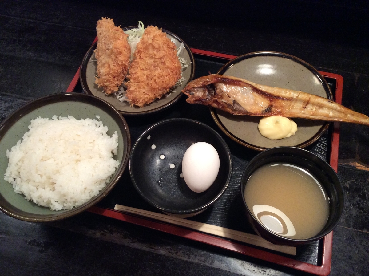 ハムカツとホッケの塩焼き