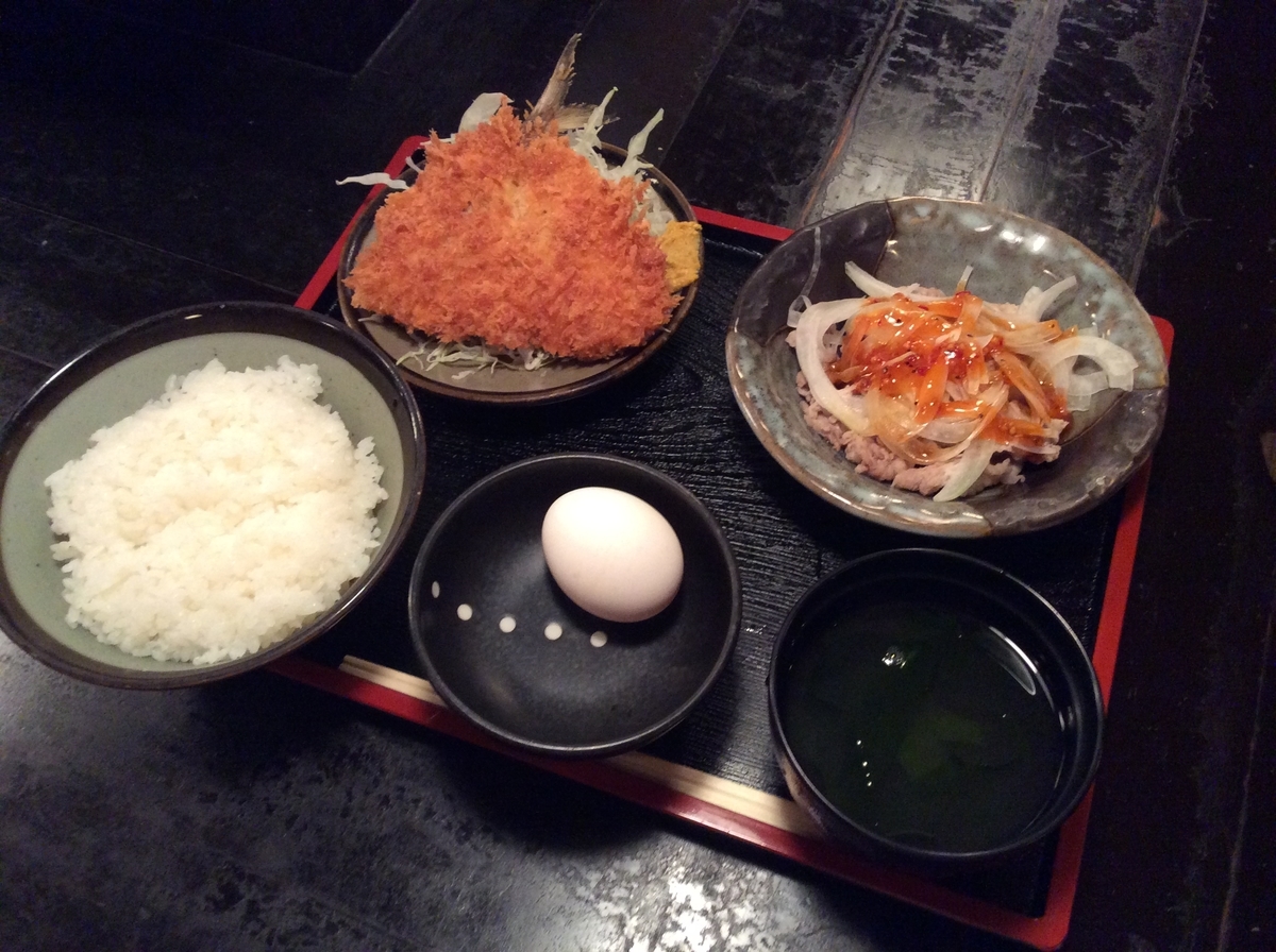 アジフライと豚しゃぶ