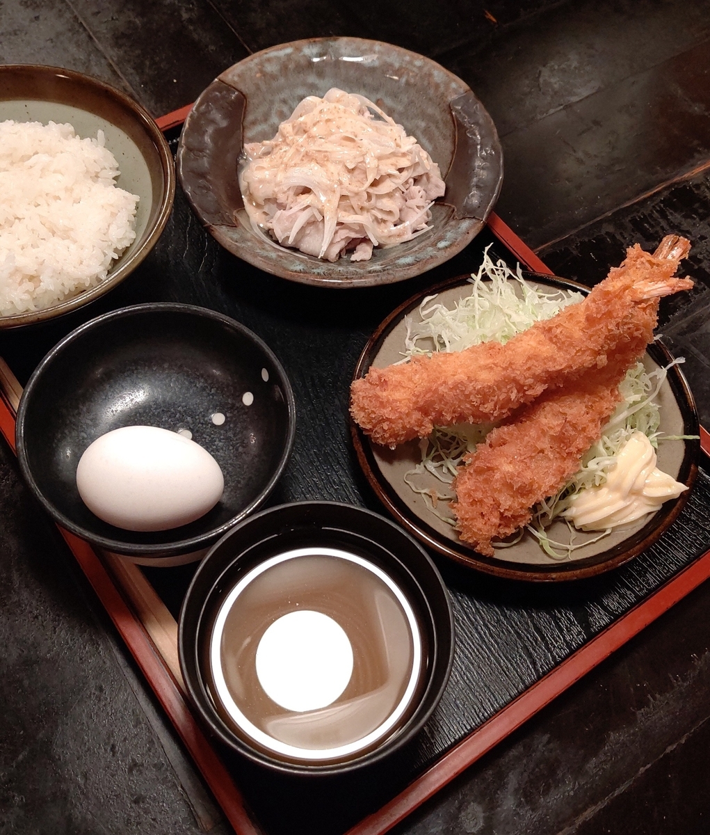 豚しゃぶとエビフライのセット