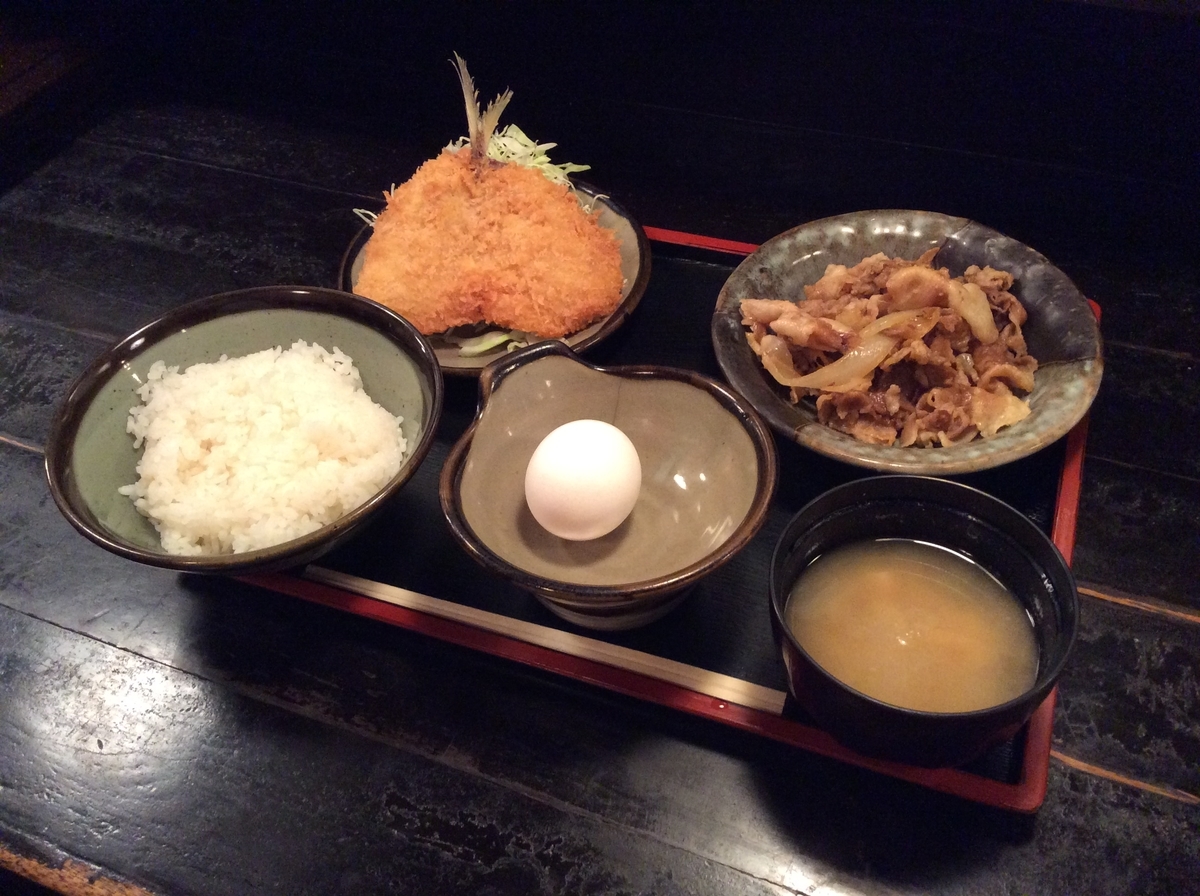 アジフライと生姜焼き