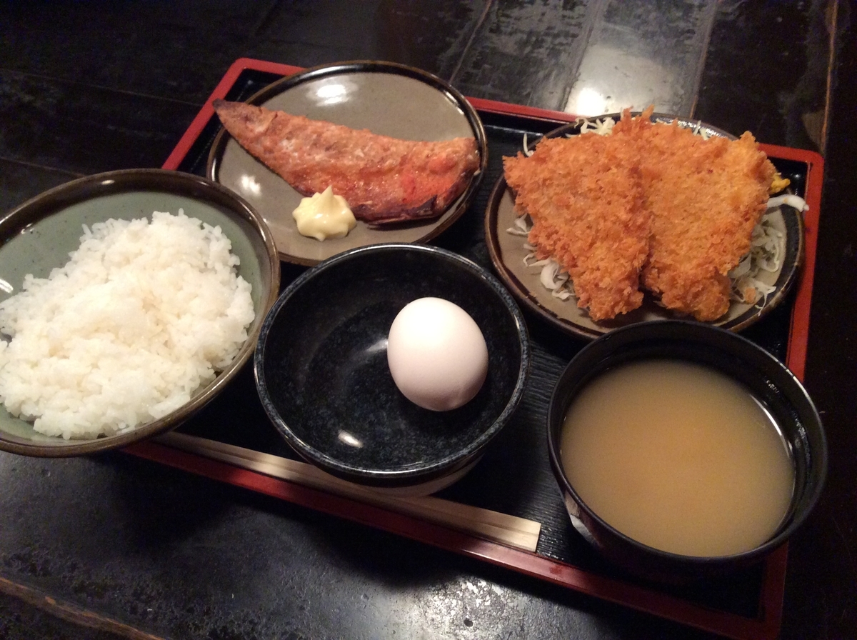 さばの明太漬け焼きとハムカツ