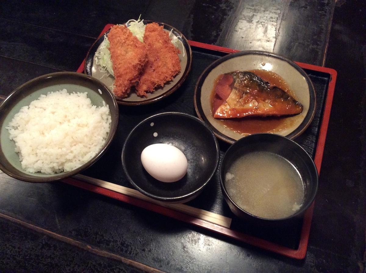 ハムカツと鯖の味噌煮のセット