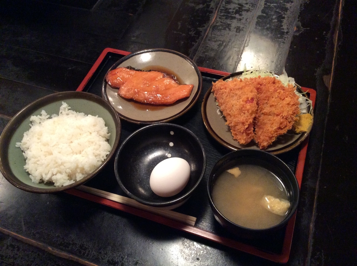 ハムカツと鮭のバター焼き