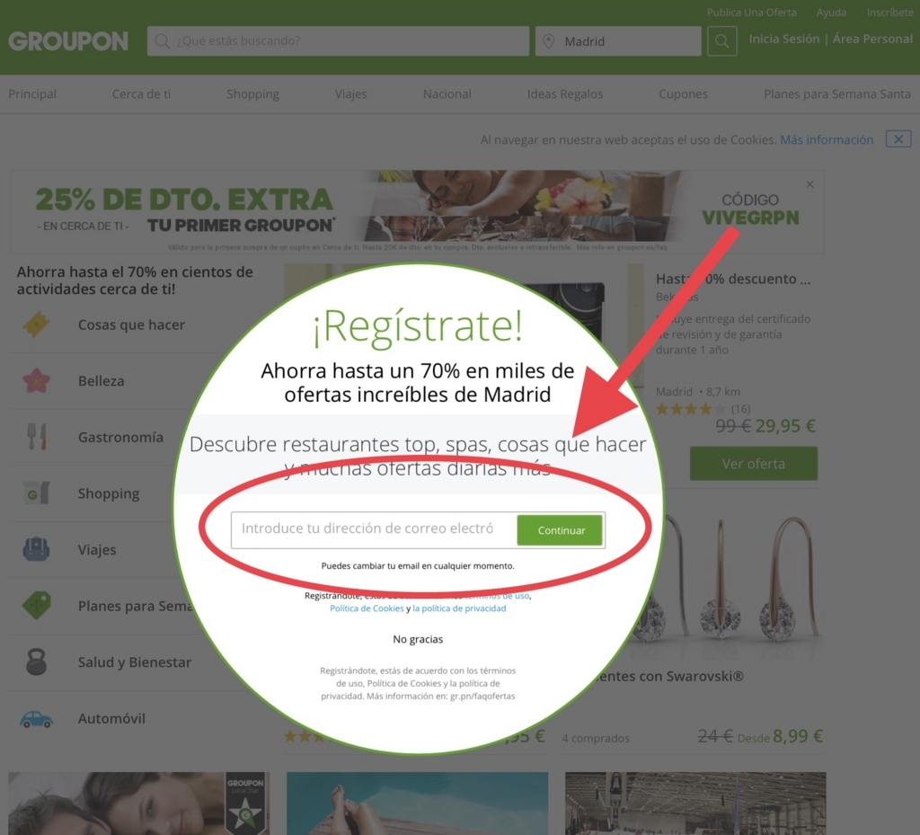 超簡単 3分で出来るスペイン版groupon グルーポン の登録方法 マイルで参る