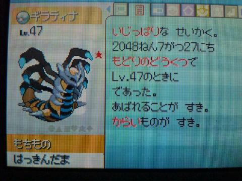 固定シンボル乱数 いじっぱりギラティナ 0xcb0af4 ミルクの日記