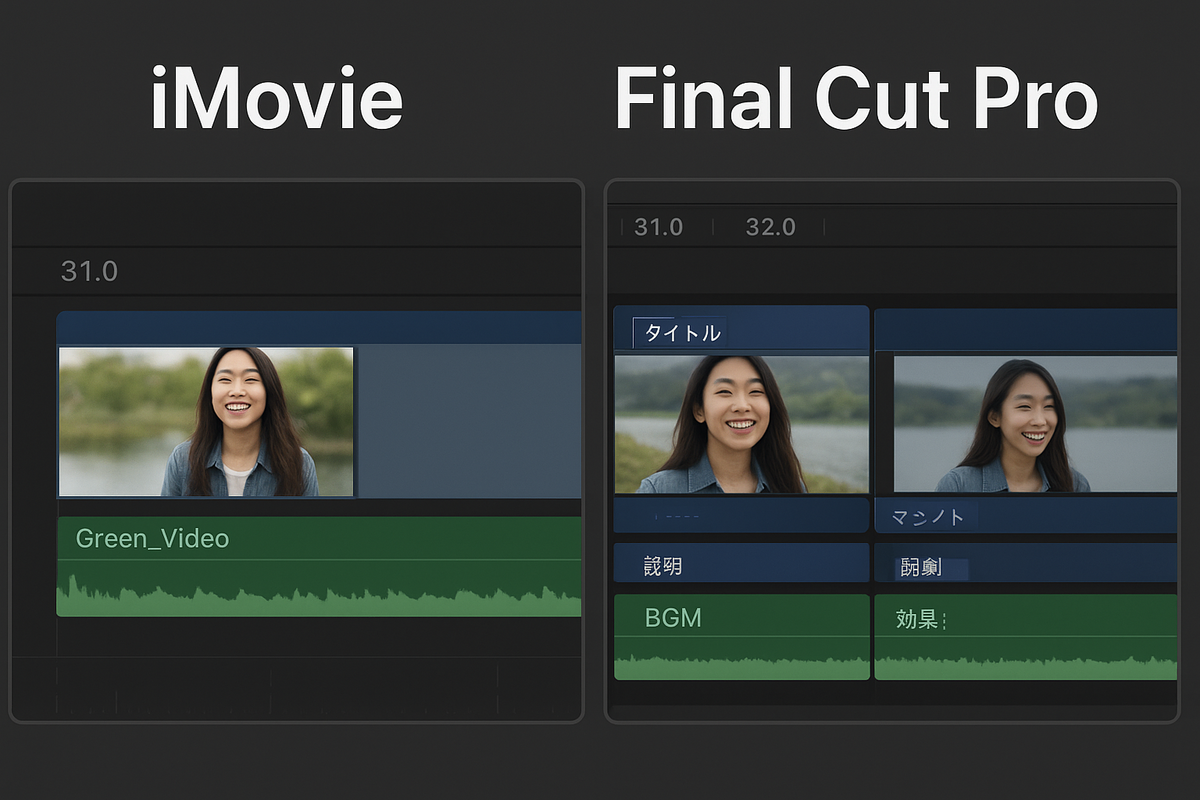 iMovieとファイナルカットのインターフェース比較画像