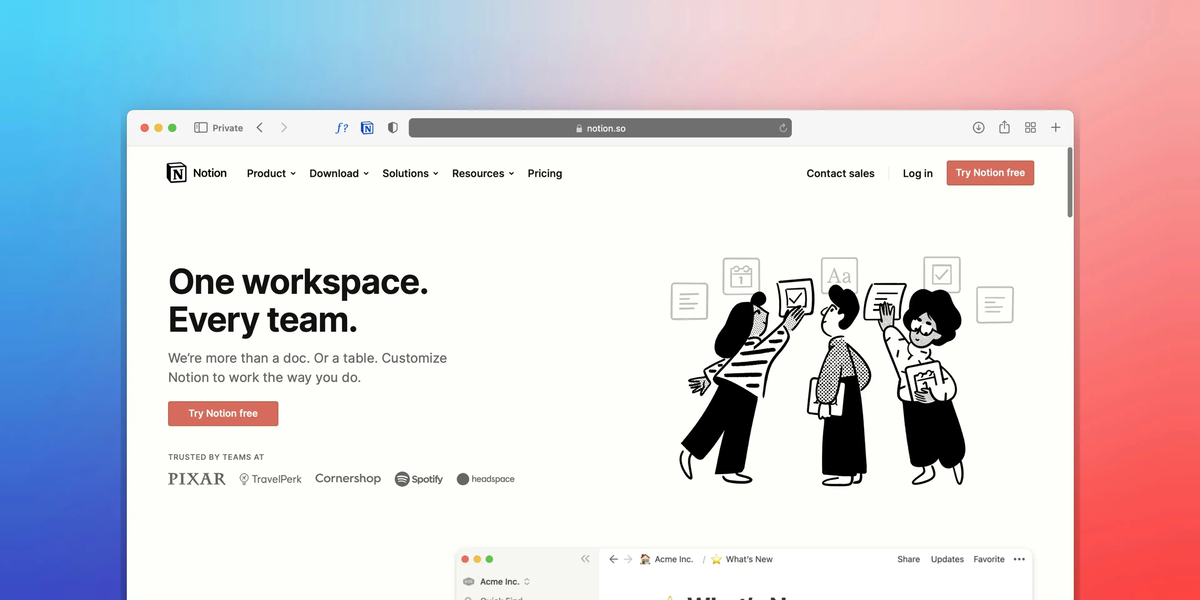 Notionのプロジェクト画面
