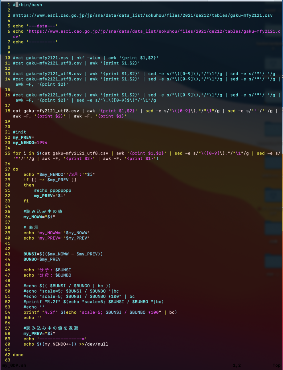 Bash で Gdp名目成長率を計算 Min117の日記