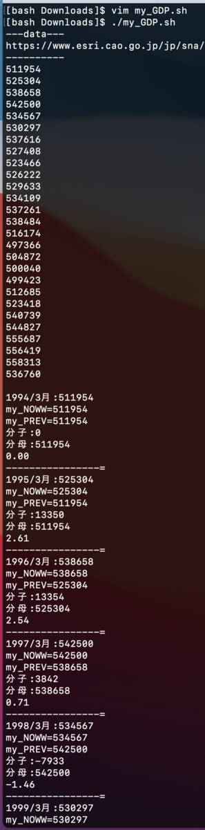 Bash で Gdp名目成長率を計算 Min117の日記