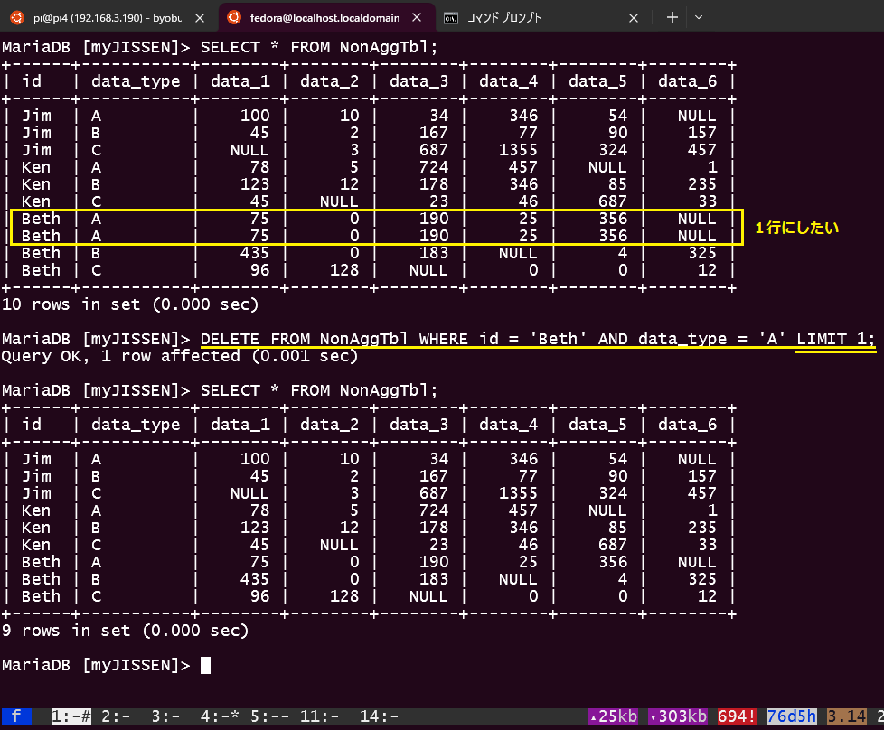 全く同じデータが入った2つの行のうち1つだけを削除するSQL文 - min117の日記