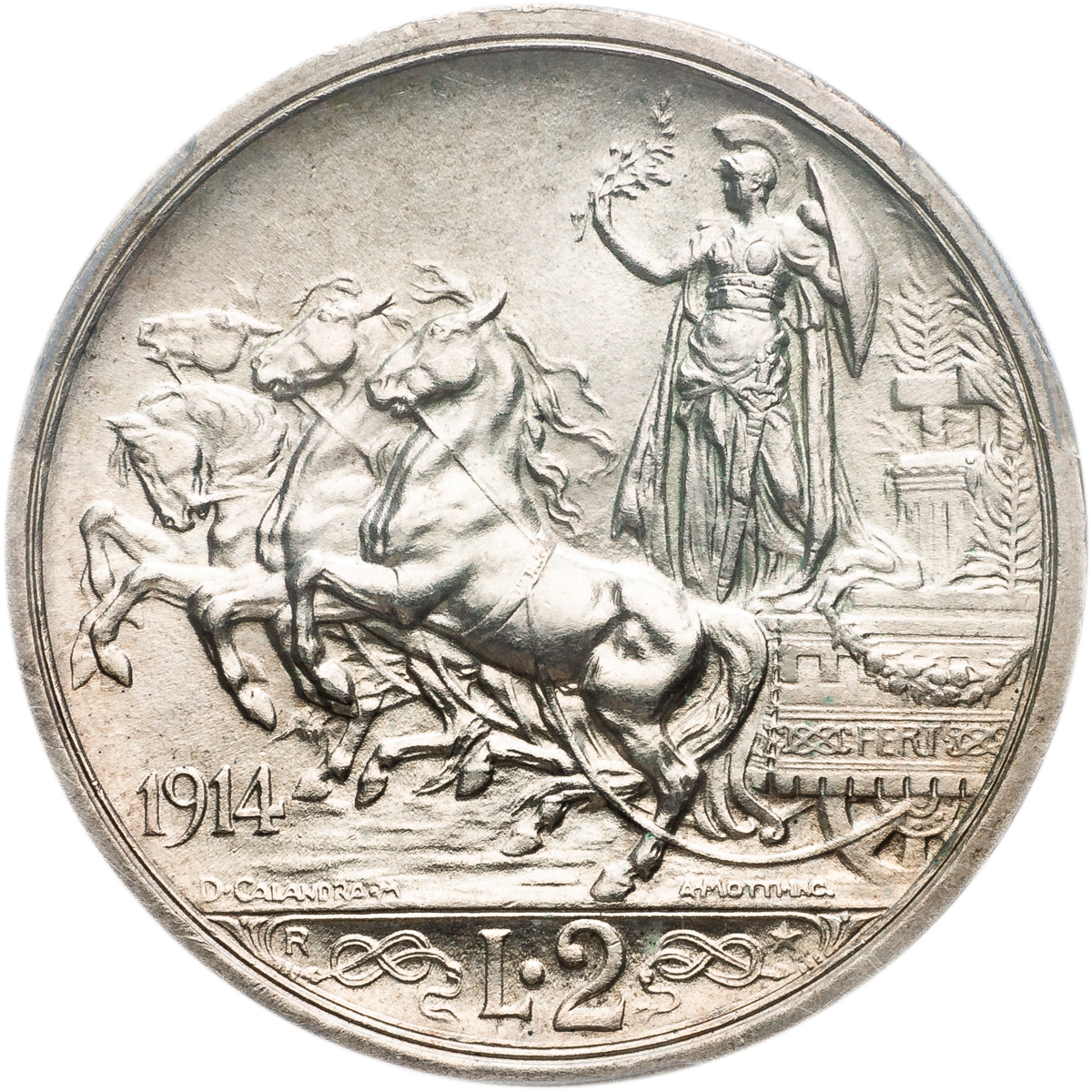 イタリア 銀貨 2リレ クァドリガ 1915年 PCG MS64 エマヌエレ3世 2026