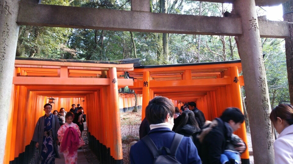 2列の千本鳥居の入り口付近