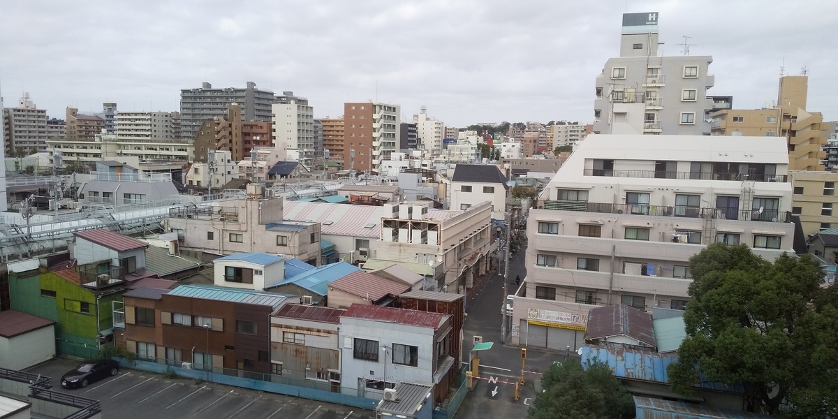 近隣マンションから撮影した真金町の街並み